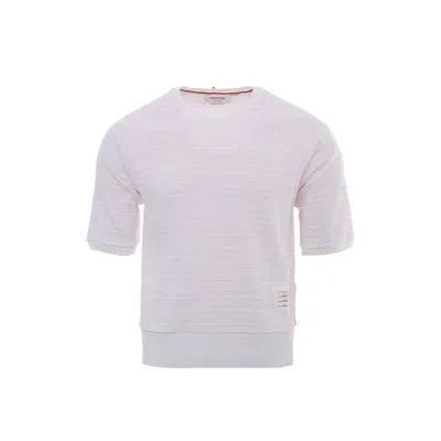 Thom Browne Striped Cotton T-shirt In Pink