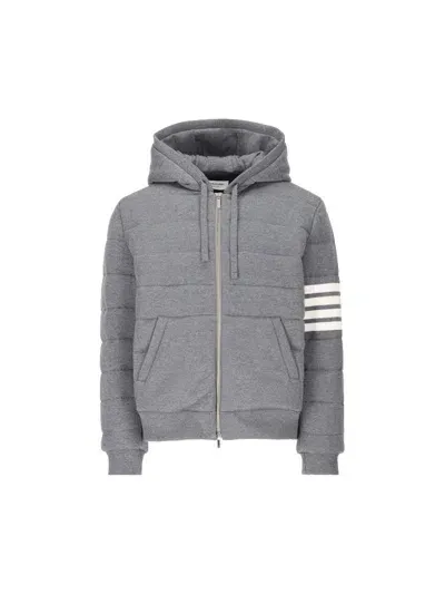 Thom Browne Striped Hooded Jacket In Grey