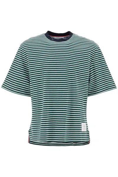 Thom Browne "striped Oversized Jersey T-shirt" In Green