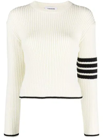 Thom Browne Sweater With Striped Detail In White