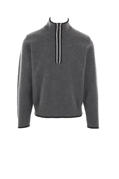 Thom Browne Funnel-neck Half-zip Jumper In Grey