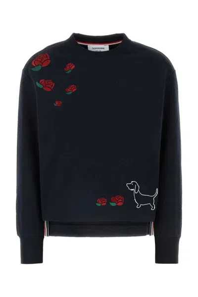 Thom Browne Oversized Crew Neck Sweatshirt-36 Nd  Female In Blue