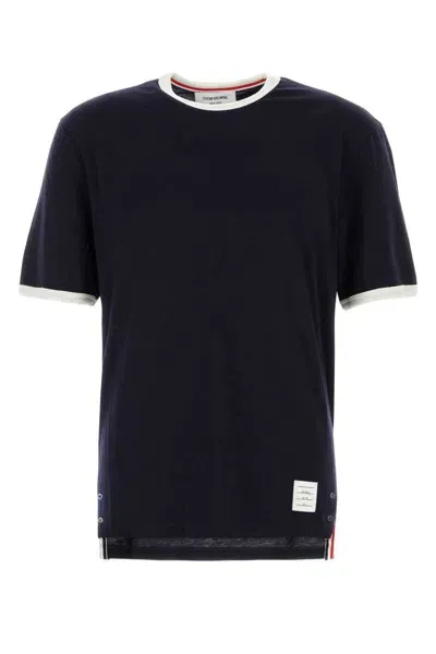 Thom Browne Contrasting-trim Cotton T-shirt In Brown