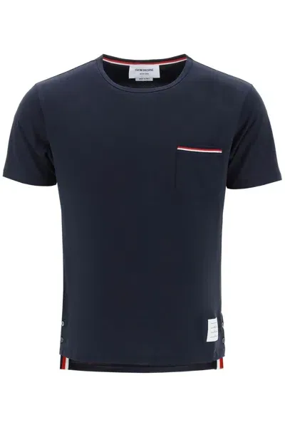 Thom Browne T-shirt Con Taschino Rwb In Gray