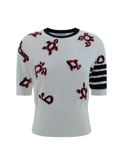 Thom Browne White Gem Icons Sweater