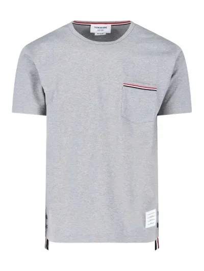 Thom Browne Tricolor Details T-shirt In Grey