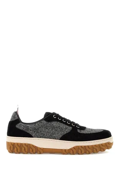 Thom Browne Sneakers Letterman Tweed In Black White