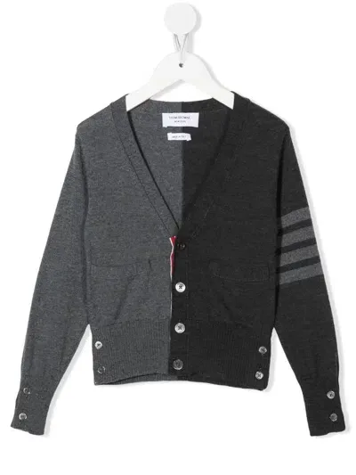 Thom Browne Babies' Zweifarbiger Cardigan In Grey