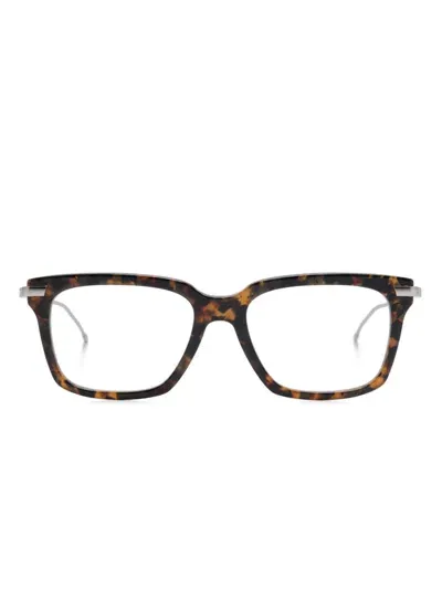 Thom Browne Tortoiseshell Effect Square-frame Glasses In Brown