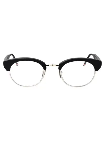 Thom Browne Round-frame Glasses In Matte Black