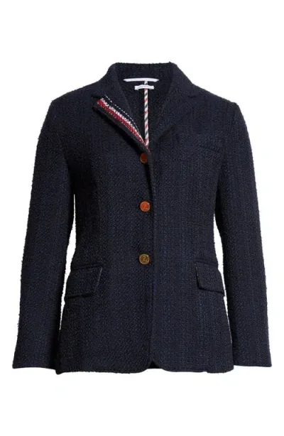 Thom Browne Unconstructed Tweed Blazer In Navy