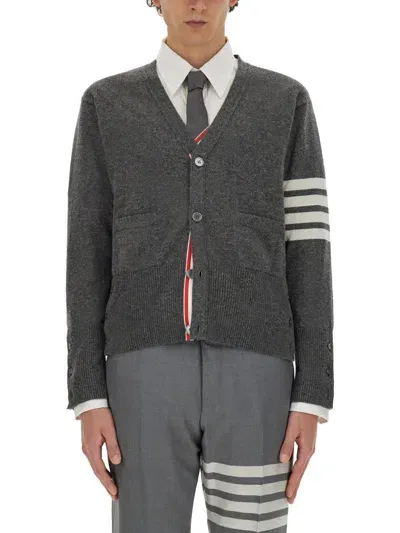 Thom Browne V-neck Cardigan In Grey