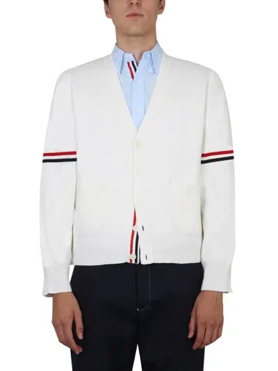 Thom Browne V-neck Cardigan In White