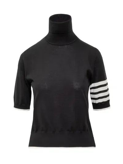 Thom Browne Virgin Wool 4-bar Pullover In Black