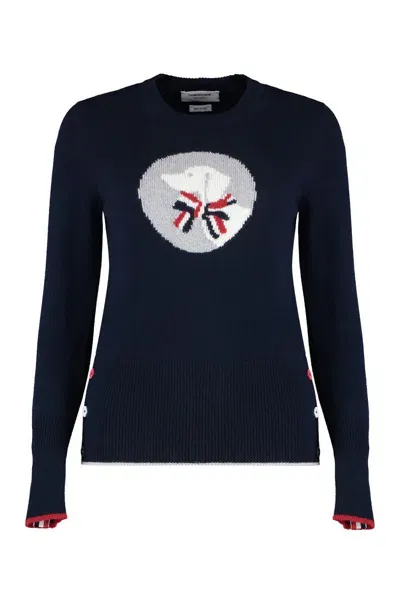 Thom Browne Virgin Wool Crew-neck Sweater In Blue