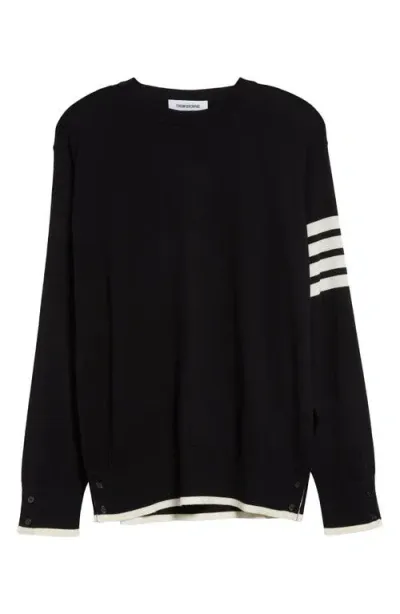 Thom Browne Virgin Wool Crewneck Sweater In Black