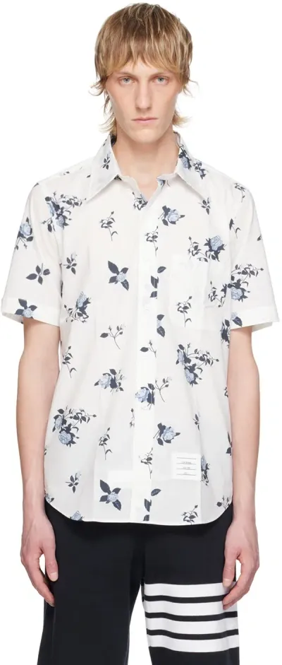 Thom Browne White Floral Shirt In 100 White