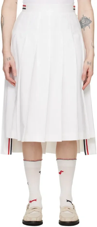 Thom Browne Pleated Asymmetric Midi Skirt In Grey