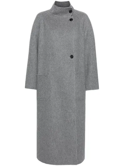 Thom Browne Wool-blend Maxi Coat In Grey