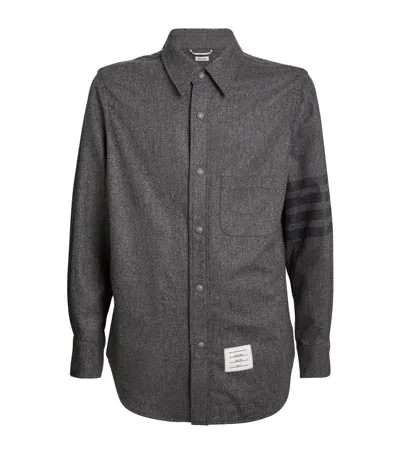 Thom Browne Wool-cashmere 4-bar Overshirt In Gray