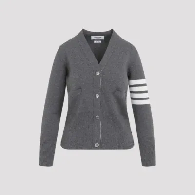 Thom Browne Wool Milano Classic Cardigan 40 In Grey