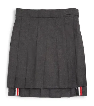 Thom Browne Kids' Wool Pleated Skirt In Grey