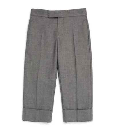 Thom Browne Kids' Wool Tailored Trousers In Grey