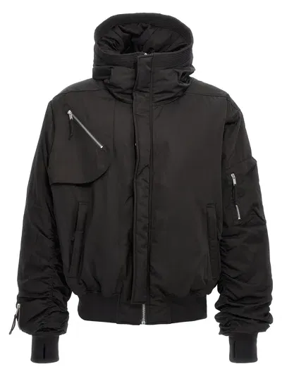 Thom Krom Hooded Bomber Jacket In Black