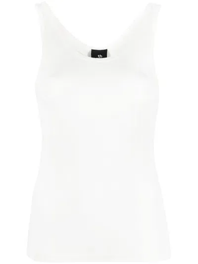 Thom Krom Scoop- Neck Sleeveless Top In White