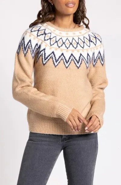 Thread & Supply Claire Fair Isle Crewneck Sweater In Oat