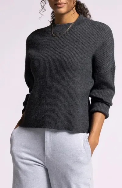 Thread & Supply Lana Rib Crewneck Sweater In Heather Black