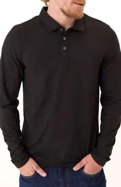 Threads 4 Thought Luxe Jersey Long Sleeve Polo In Black