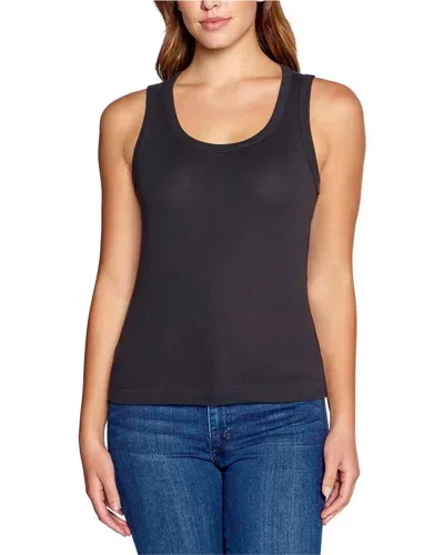 Three Dots Cotton Ribbed Tank In Black