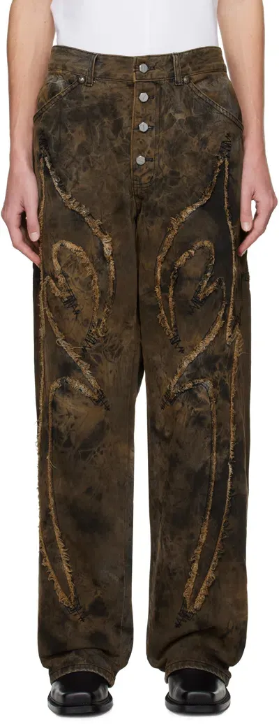 Thug Club Brown Laser-cut Jeans