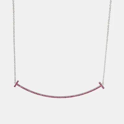 Pre-owned Tiffany & Co 18k White Gold Tiffany T Ruby Fashion Necklace