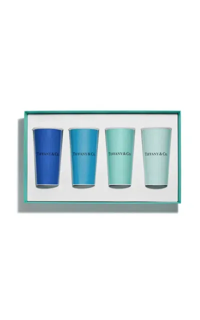 Tiffany & Co Set-of-four Large Bone China Coffee Cups In Blue