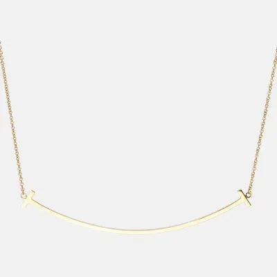 Pre-owned Tiffany & Co T Smile 18k Yellow Gold Extra Large Pendant Necklace