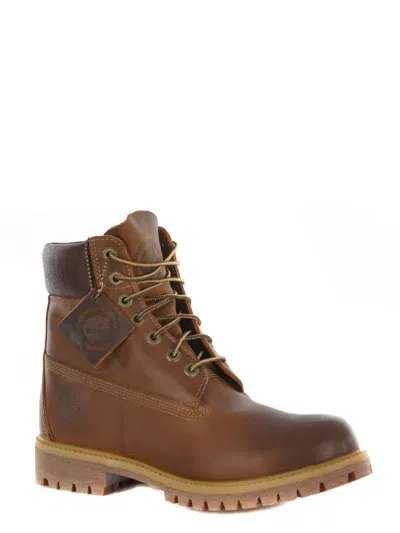 Timberland Brown Water-proof Boots With Logo In Leather Man