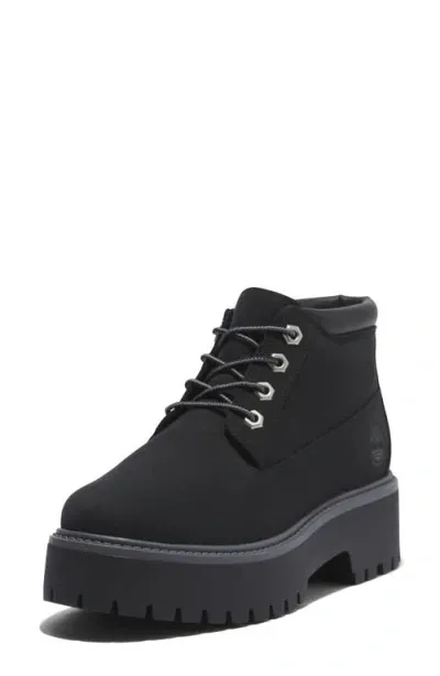 Timberland Stone Street Waterproof Platform Boot In Jet Black