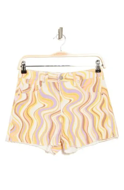 Tinseltown Print Relaxed Denim Shorts In Multi Wavy Print