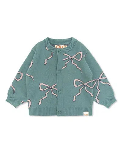 Tiny Cottons Babies' Crew-neck Buttoned Cardigan In Blue