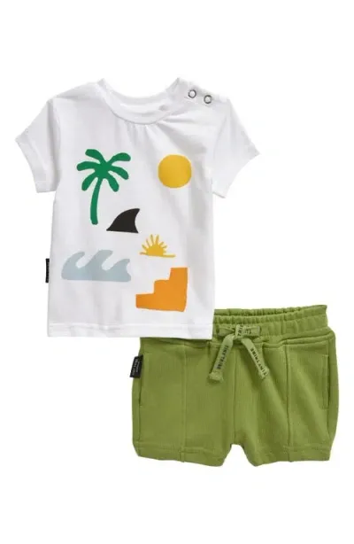 Tiny Tribe Babies'  Beachside Graphic T-shirt & Shorts Set In White Multi