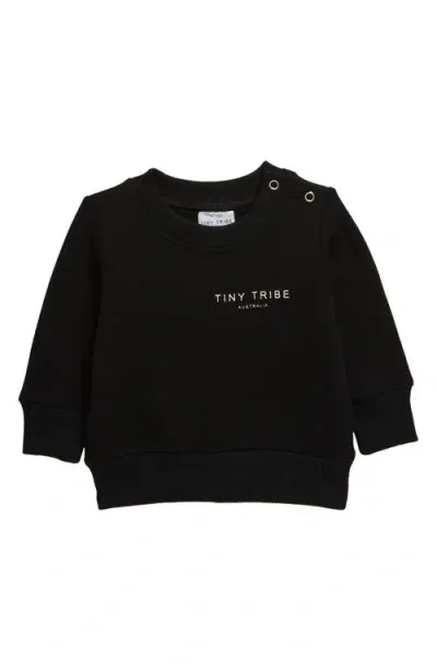 Tiny Tribe Babies'  Core Signature Crewneck Sweatshirt In Black