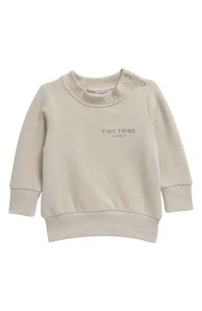 Tiny Tribe Babies'  Core Signature Crewneck Sweatshirt In Grey