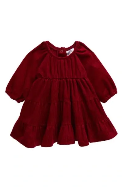 Tiny Tribe Babies'  Cotton Corduroy Tiered Dress In Red