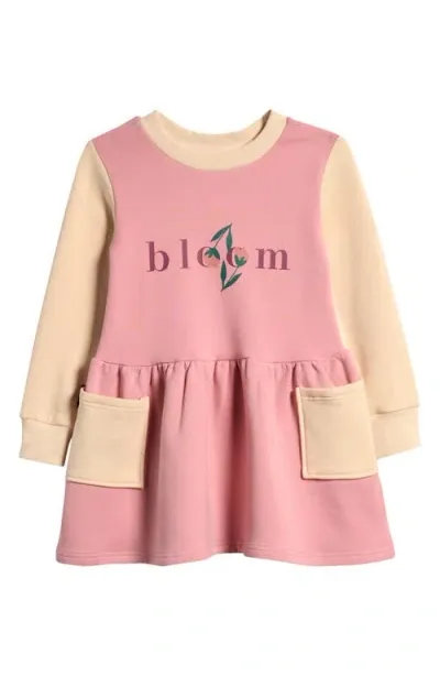 Tiny Tribe Kids' Bloom Colorblock Long Sleeve Dress In Pink Multi