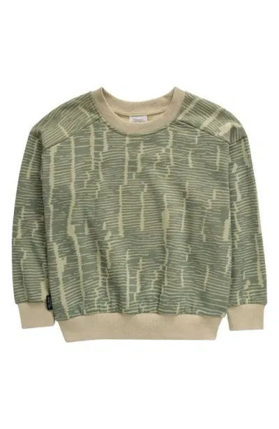 Tiny Tribe Kids' Broken Stripes French Terry Sweatshirt In Sage