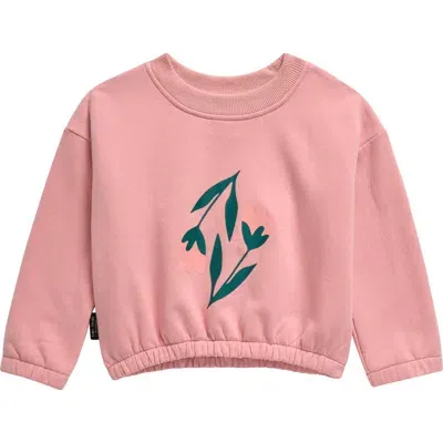 Tiny Tribe Kids' Floral Cotton Graphic Sweatshirt In Pink