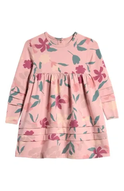 Tiny Tribe Kids' Floral Long Sleeve Cotton Dress In Pink