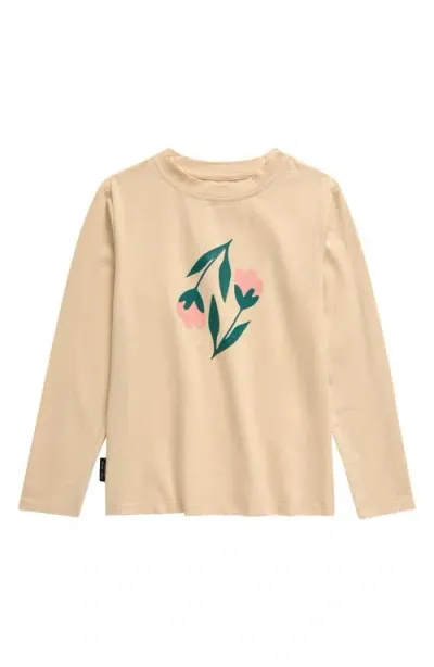 Tiny Tribe Kids' Floral Long Sleeve Cotton Graphic T-shirt In Cream